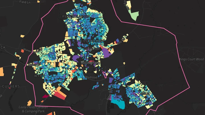 House price heatmap showing property values across Gillingham