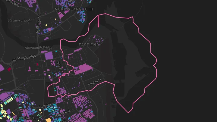 House price heatmap showing property values across Sunderland
