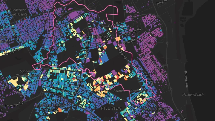 House price heatmap showing property values across Sunderland