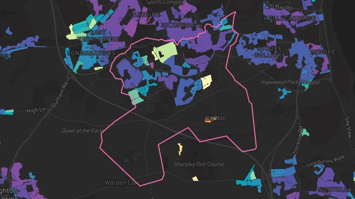 House price heatmap showing property values across Sunderland