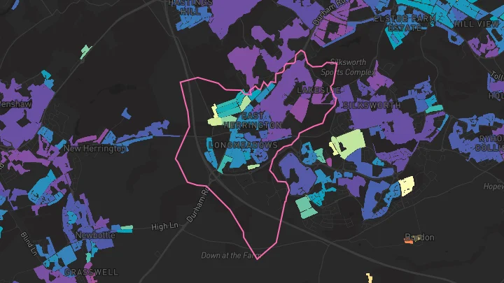 House price heatmap showing property values across Sunderland