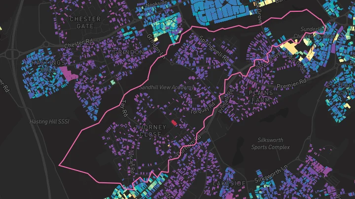 House price heatmap showing property values across Sunderland