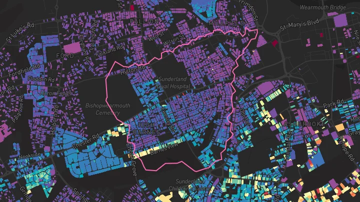 House price heatmap showing property values across Sunderland
