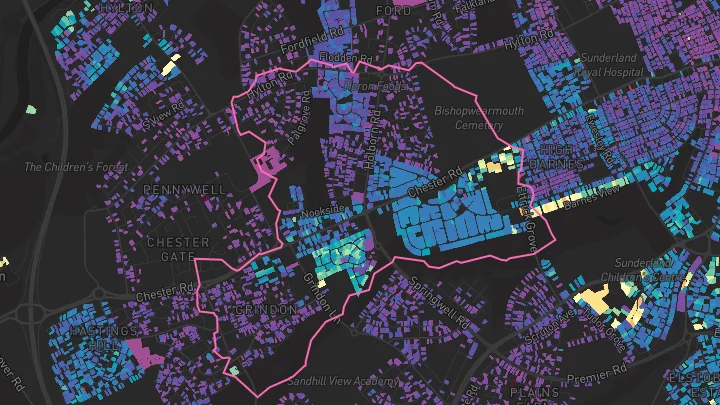 House price heatmap showing property values across Sunderland