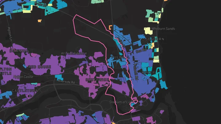 House price heatmap showing property values across Sunderland