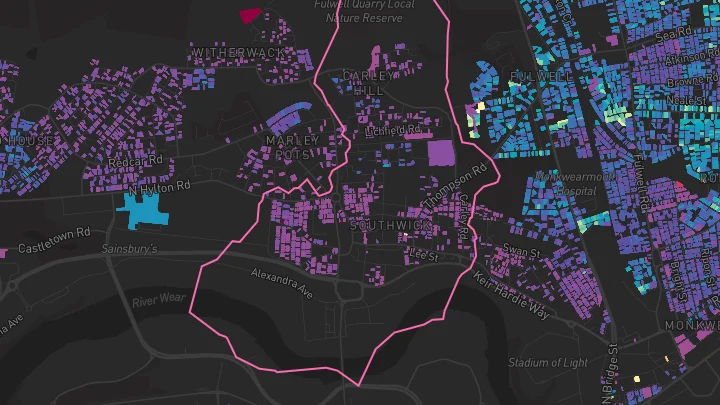 House price heatmap showing property values across Sunderland