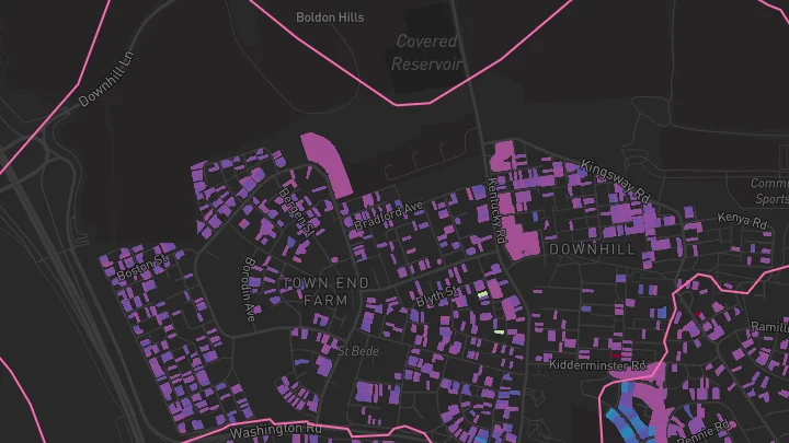 House price heatmap showing property values across Sunderland