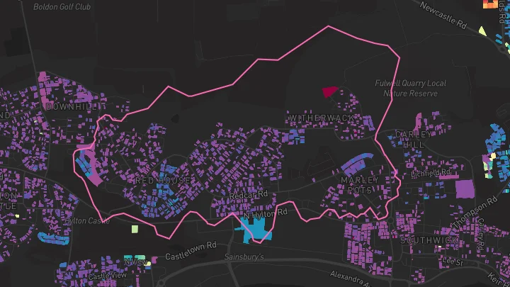House price heatmap showing property values across Sunderland