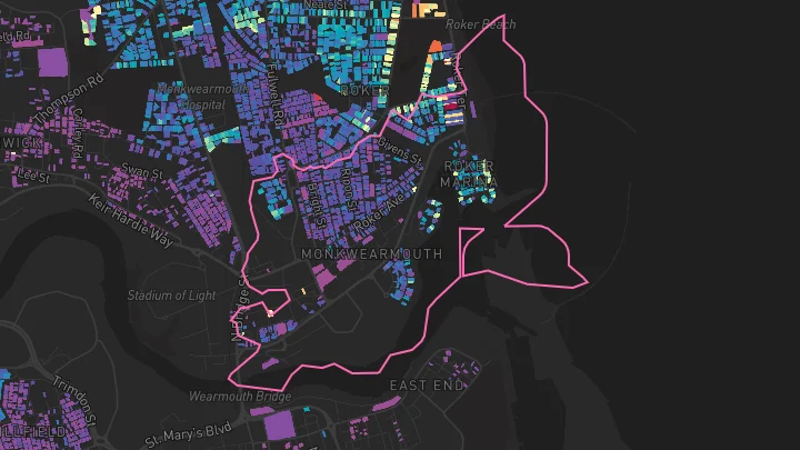 House price heatmap showing property values across Sunderland