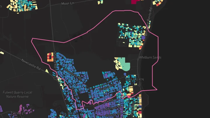 House price heatmap showing property values across Sunderland