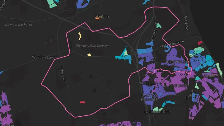 House price heatmap showing property values across Seaham
