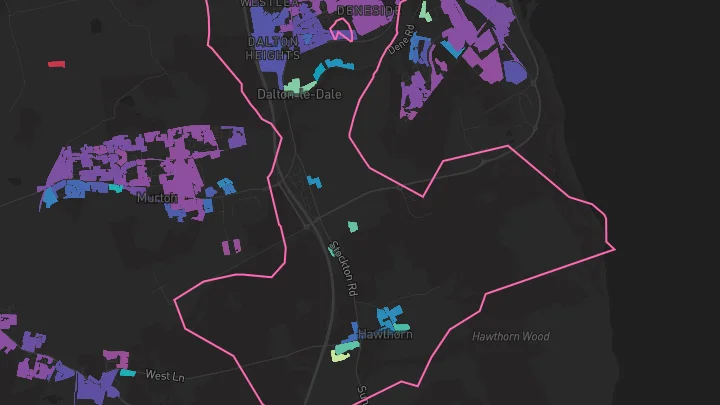 House price heatmap showing property values across Seaham