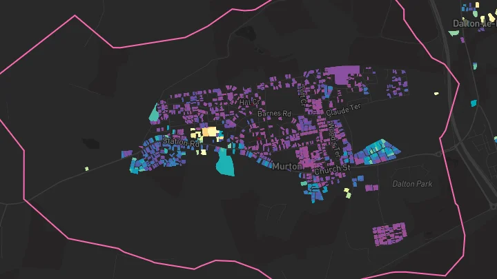 House price heatmap showing property values across Murton