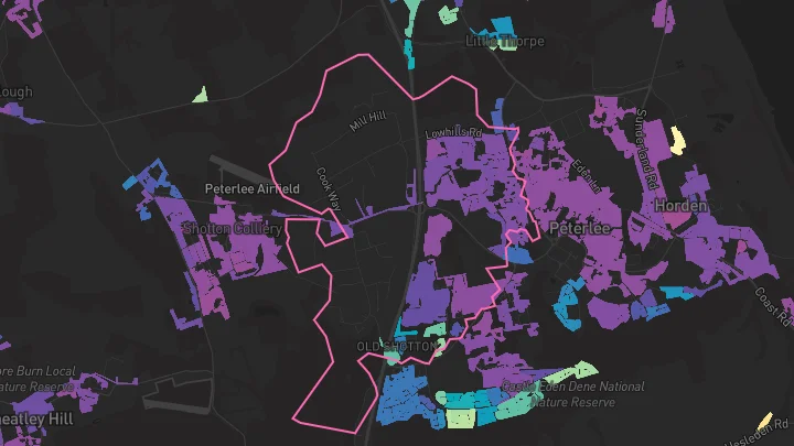 House price heatmap showing property values across Peterlee