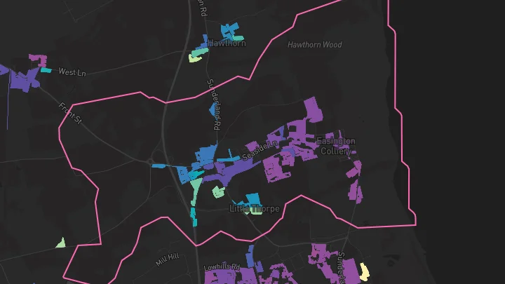 House price heatmap showing property values across Peterlee