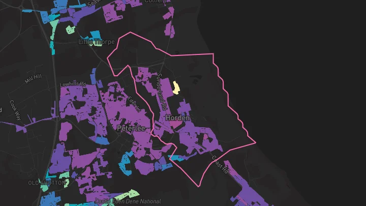 House price heatmap showing property values across Horden