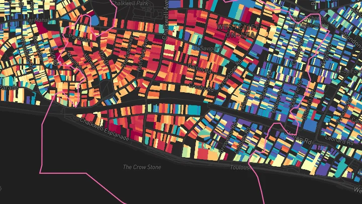 House price heatmap showing property values across Westcliff-On-Sea