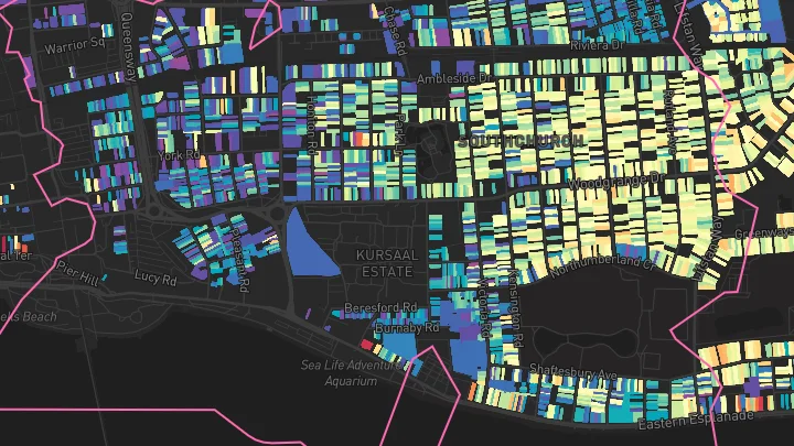 House price heatmap showing property values across Southend-On-Sea