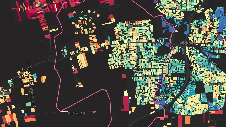 House price heatmap showing property values across Wickford