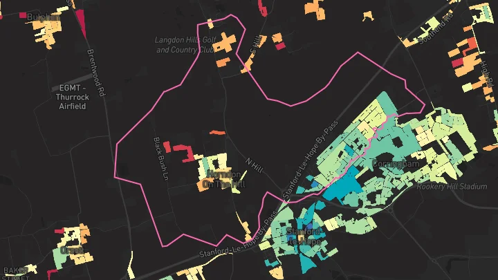 House price heatmap showing property values across Stanford-Le-Hope