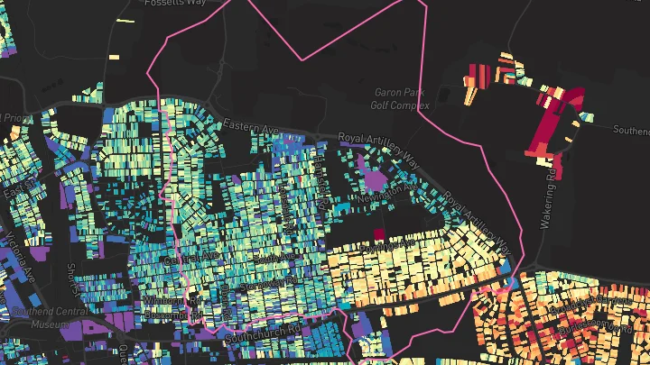 House price heatmap showing property values across Southend-On-Sea