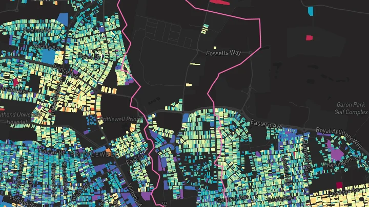House price heatmap showing property values across Southend-On-Sea