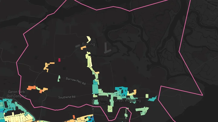 House price heatmap showing property values across Great Wakering