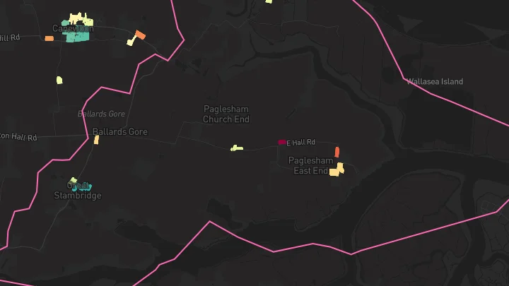 House price heatmap showing property values across Stambridge