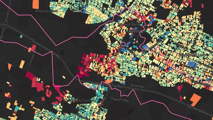 House price heatmap showing property values across Rayleigh
