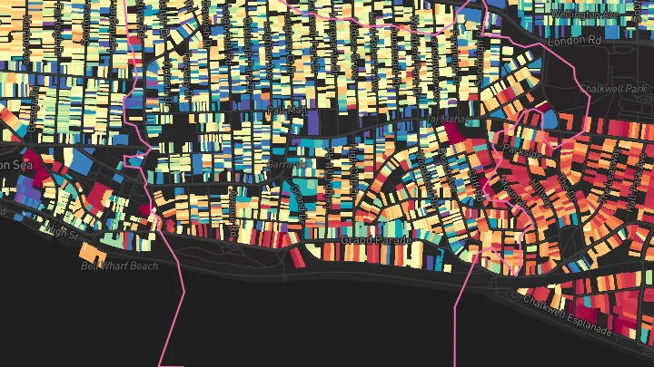 House price heatmap showing property values across Leigh-On-Sea