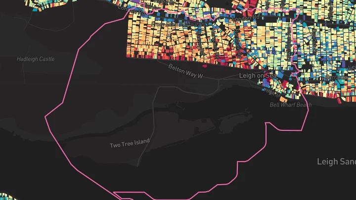 House price heatmap showing property values across Leigh-On-Sea