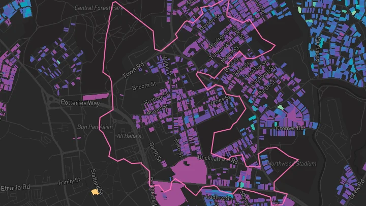 House price heatmap showing property values across Stoke-On-Trent