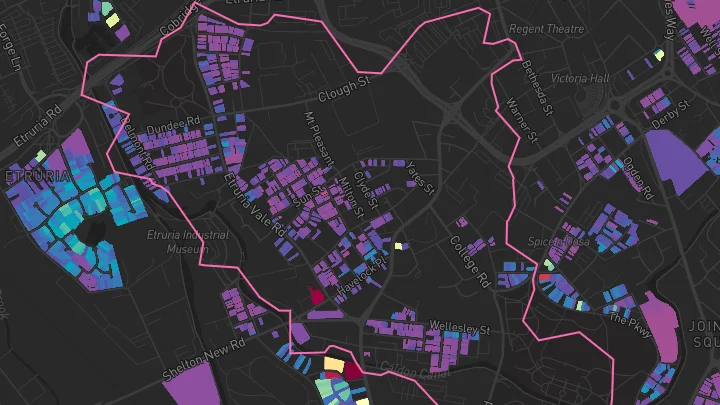 House price heatmap showing property values across Stoke-On-Trent