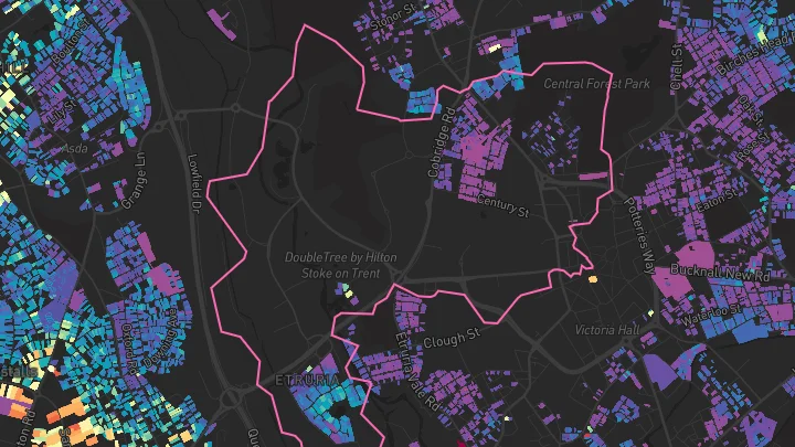 House price heatmap showing property values across Stoke-On-Trent