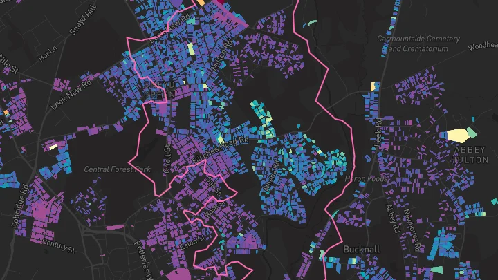 House price heatmap showing property values across Stoke-On-Trent