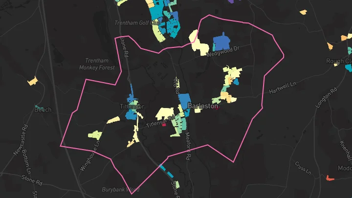 House price heatmap showing property values across Barlaston