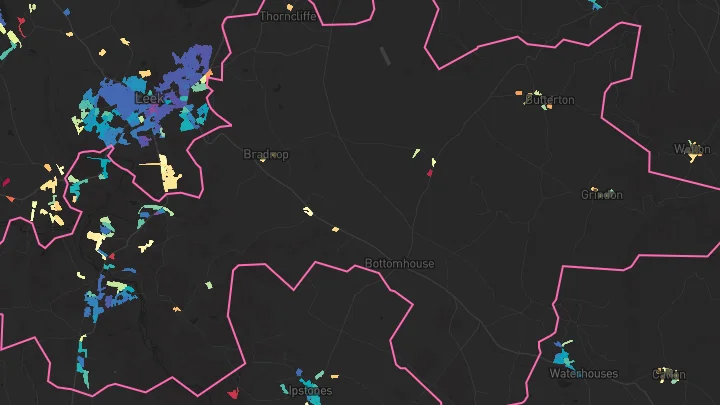 House price heatmap showing property values across Cheddleton