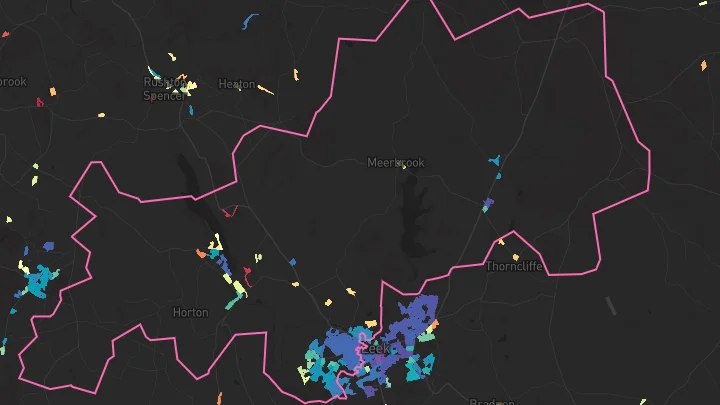 House price heatmap showing property values across Leek