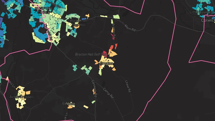 House price heatmap showing property values across Stafford
