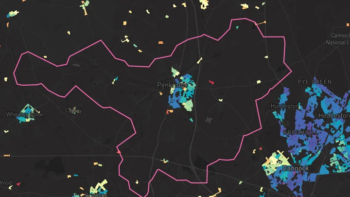 House price heatmap showing property values across Penkridge