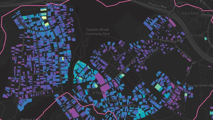 House price heatmap showing property values across Stoke-On-Trent
