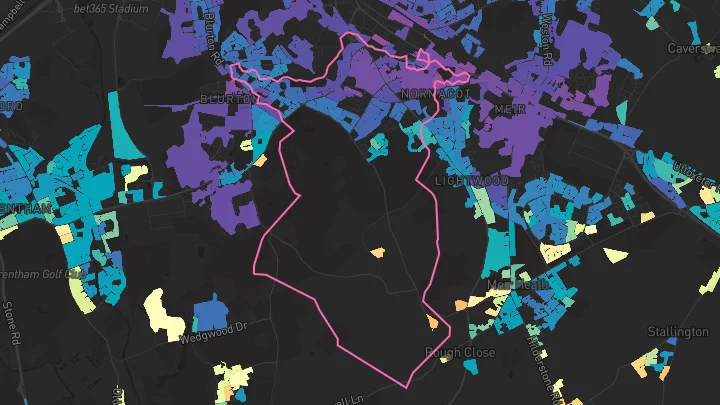 House price heatmap showing property values across Stoke-On-Trent