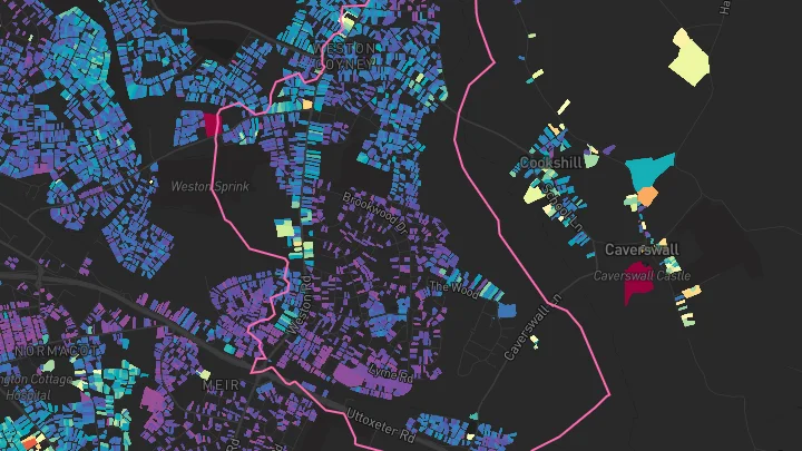 House price heatmap showing property values across Stoke-On-Trent