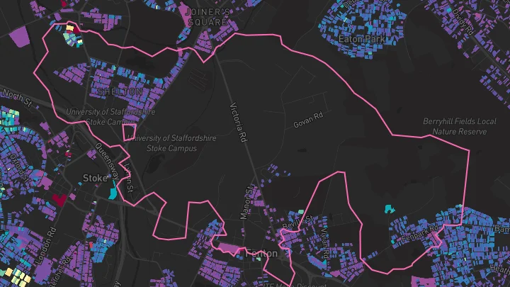 House price heatmap showing property values across Stoke-On-Trent