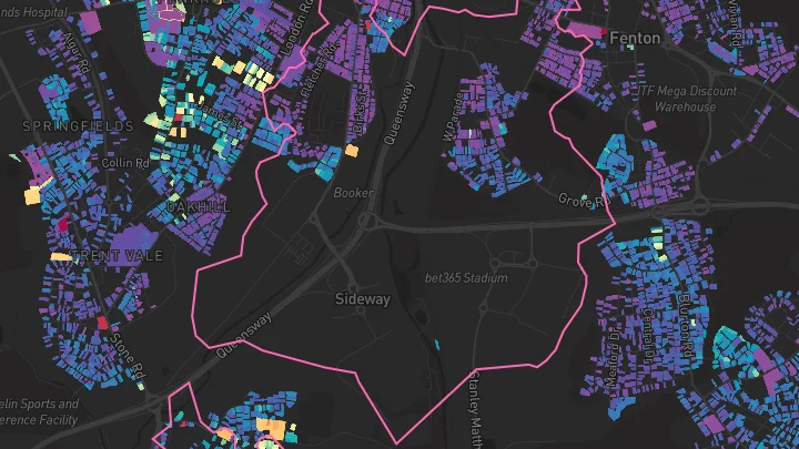 House price heatmap showing property values across Stoke-On-Trent