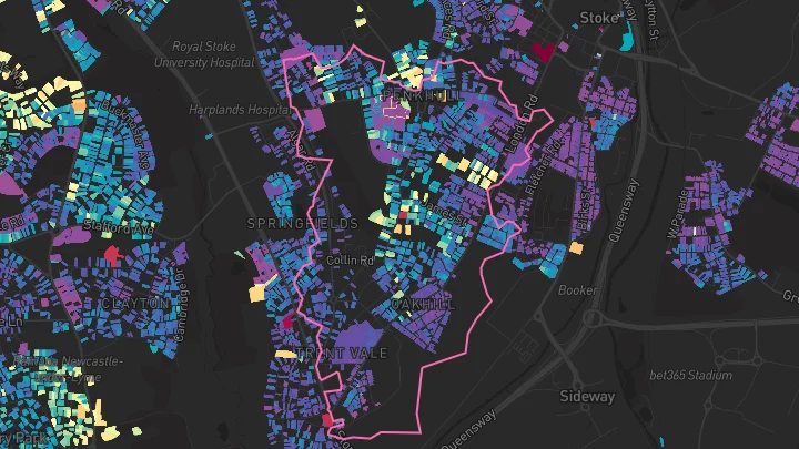 House price heatmap showing property values across Stoke-On-Trent