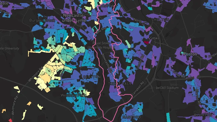 House price heatmap showing property values across Stoke-On-Trent