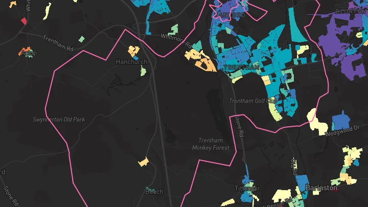 House price heatmap showing property values across Stoke-On-Trent