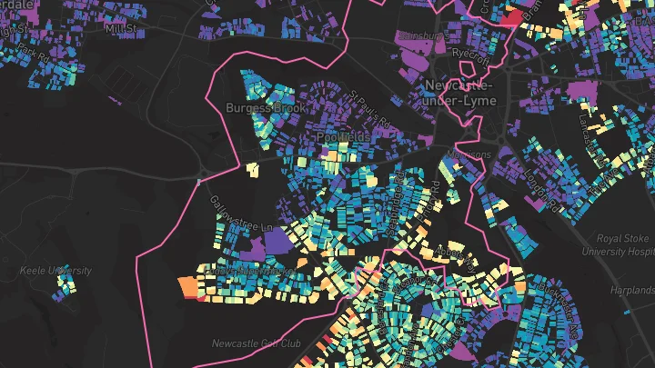 House price heatmap showing property values across Newcastle