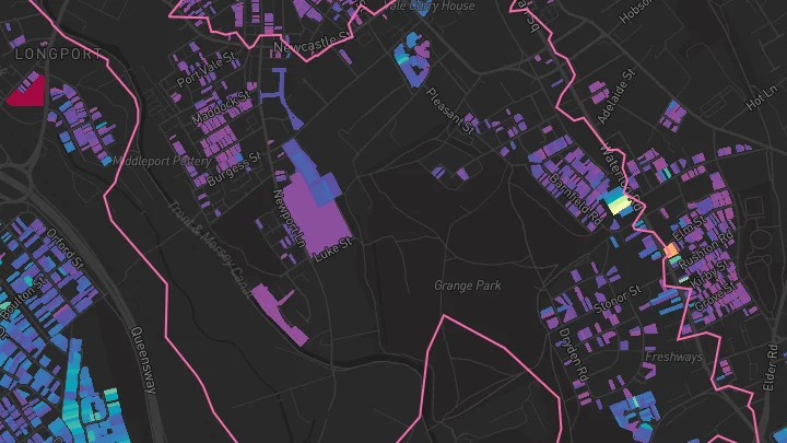 House price heatmap showing property values across Stoke-On-Trent